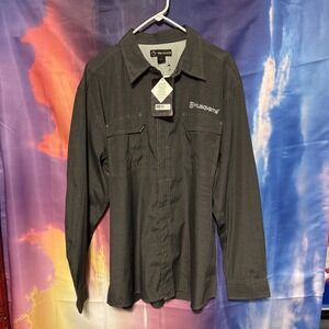 Dri-Duck Shirt Husqvarna Black Long Sleeve Hunting Vented Button Down Shirt SZ L